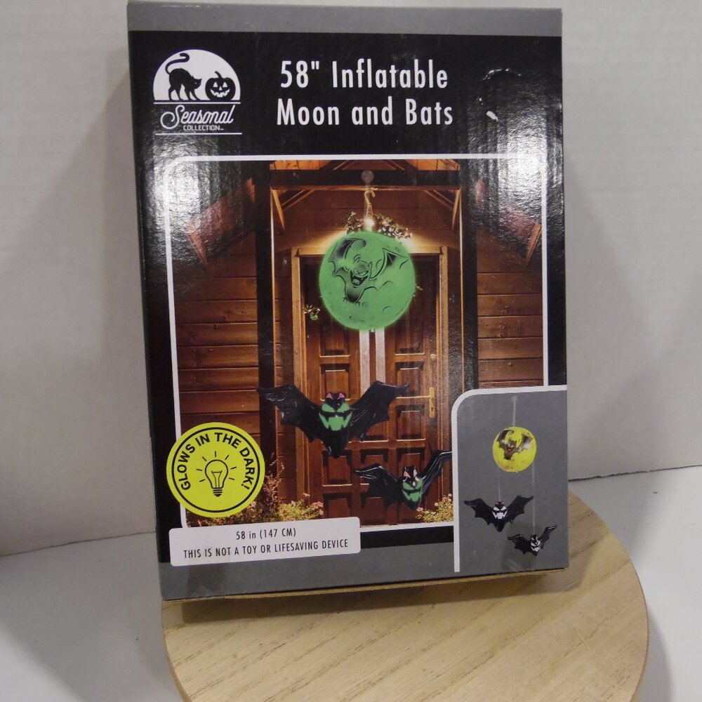 Inflatable Moon and Bats That glow in the dark 58 inches long New!!